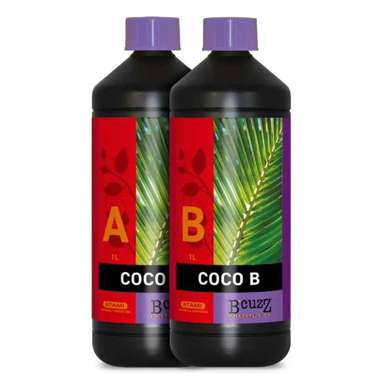 Atami B’cuzz Coco A&B – konzentrierte Mineralnährstoffe für eine robuste Pflanzenentwicklung in Kokossubstraten.