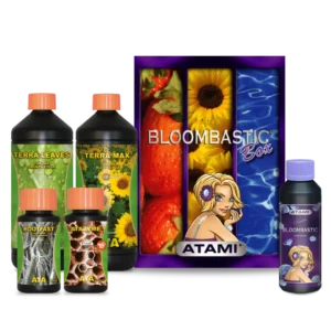 ATA Bloombastic Box: paquete completo de nutrientes para un ciclo de crecimiento completo desde el enraizamiento hasta la floración.