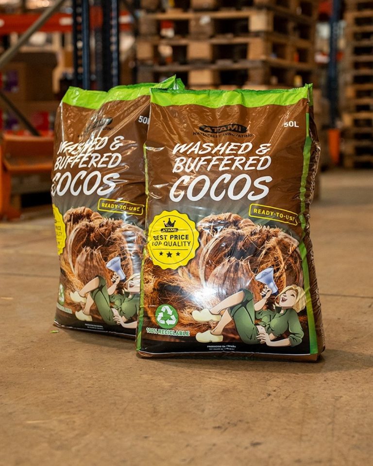 Two bags of Washed and buffered leaning next to each other