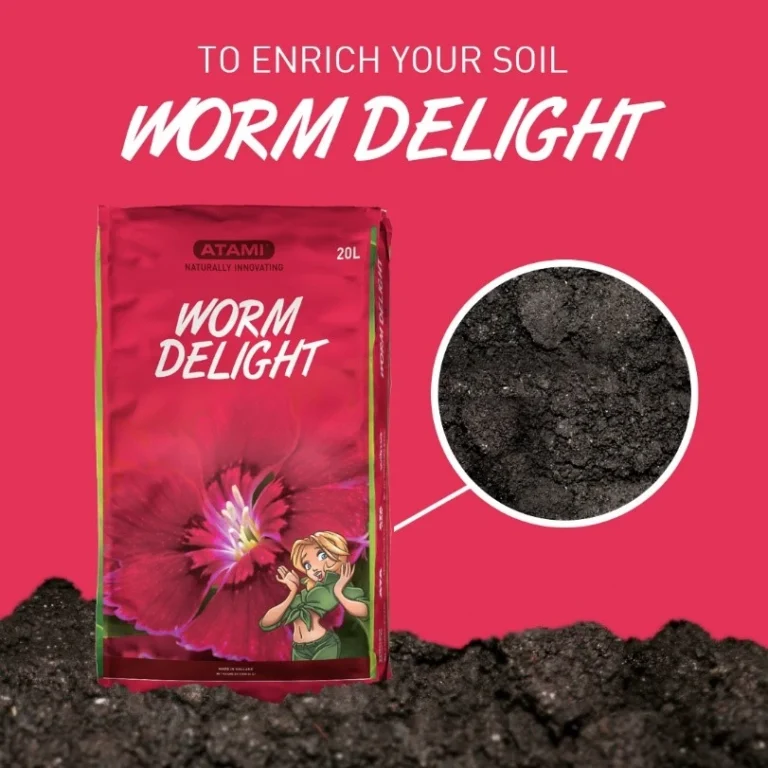 Atami Worm Delight product with the text 'To enrich your soil', designed to enhance soil fertility and promote healthy growth.