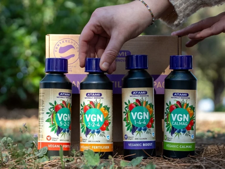VGN 4-Pack products displayed, showcasing plant-based nutrient solutions for sustainable and smarter cultivation.